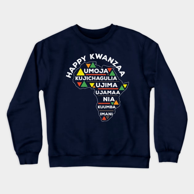 Happy Kwanzaa Africa Heritage Map Celebrate Crewneck Sweatshirt by BraaiNinja